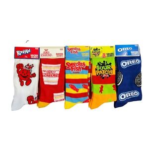 5 NEW Pairs Novelty Socks 6-12 Crew Kool Aid Sour Patch Cup Noodle Swedish Fish